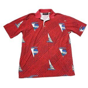 VINTAGE Loafers Reed St. James Polo Shirt Mens Medium Red Short Sleeve Sailing